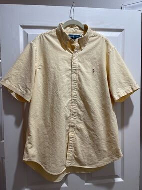 Ralph Lauren Short-Sleeve Button-Down Shirt in Pale Yellow